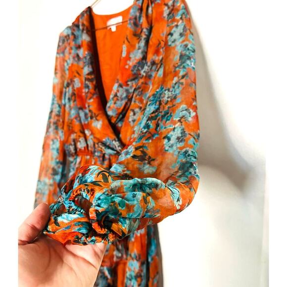 Caroline Constas Vivian Asymmetric Ruffled Floral Silk Chiffon Dress size Medium - Picture 8 of 16